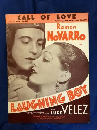 Ramon Novarro 1934 Movie Rare Sheet Music,  Laughing Boy (mgm) With Lupe Velez