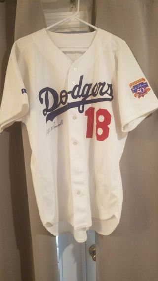 1997 Los Angeles Dodgers Game Worn Bill Russell Jersey Rare Patch Jackie