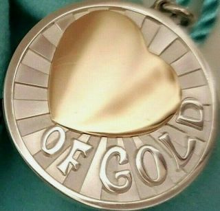 Tiffany & Co 925 Silver 18k Heart Of Gold Necklace Pendant Charm 16 " Rare