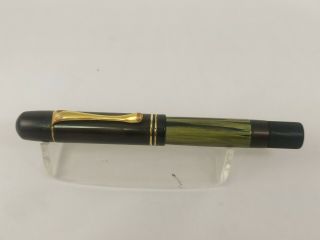 VERY RARE PELIKAN 100 OLIVE GREEN MARBLE FOUNTAIN PEN ORG GOLD 
