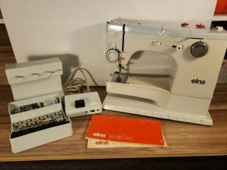 Rare Vtg Elna SU Sewing Machine w/Manuals&Extras Great 2