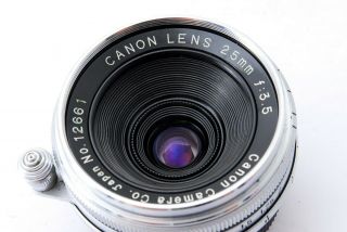 [RARE EXC,  ] CANON 25mm F/3.  5 MF LENS w/ Finder For LTM L39 From Japan 1229 2
