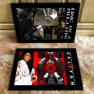 2 Very Rare Aaliyah Record Music Awards Lp Vinyl One In A Million & Aaliyah