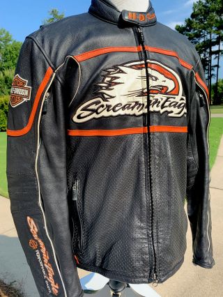 Rare Harley Davidson Men Screamin Eagle Leather Jacket Raceway 98226 - 06vm Large