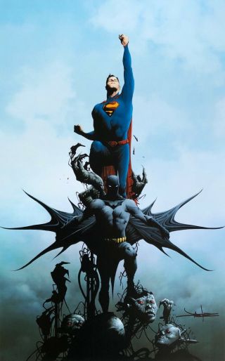 Jae Lee Rare Superman Batman Art Print 11 X 17 Signed Limited Color Last Two