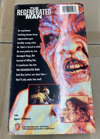 The Regenerated Man: RARE CULT/HORROR/SCI FI VHS TAPE 1994; RENTAL; RATED R 2