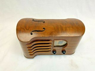 Rare Art Deco Emerson Stradavarius Strad Violin Wooden Radio 2