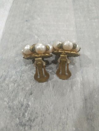 RARE Large Vintage Signed MIRIAM HASKELL Baroque Pearl Clip Earrings 3
