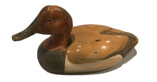 Vintage Wood Duck Decoy Tom Taber Signed Rare Old (bill Reattached)