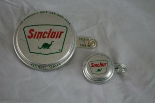Very Rare Vintage Old Stock Set Of 2 Sinclair Oil Pull Tabs Large & Small