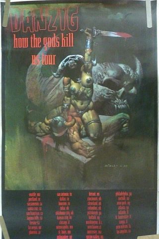 Rare Danzig How The Gods Kill 1992 Vintage Orig Us Tour Promo Music Store Poster