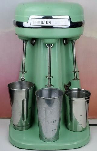 Rare 40s Hamilton Beach Milkshake Maker Commercial Mixer Jadite Green 40dm