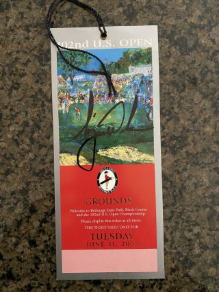 Tiger Woods Signed Auto 2002 Us Open Ticket Rare Green Jacket