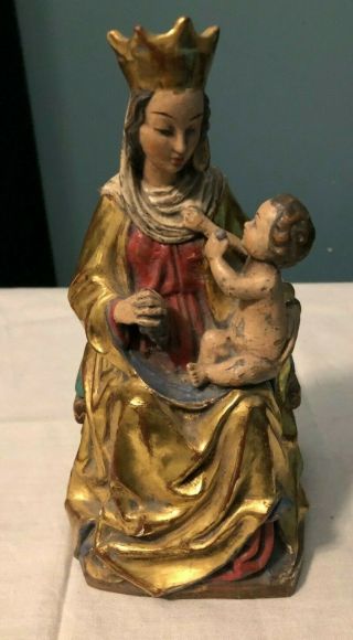 Very Rare Vintage Madonna Of The Grapes Wood Carved Anri Statue Virgin Mary