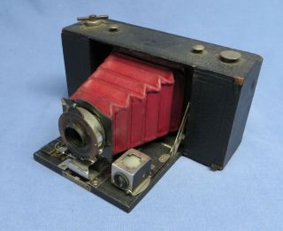 Rare Antique Vintage Kodak Brownie Automatic 2 Red Bellows Folding Camera Vgc