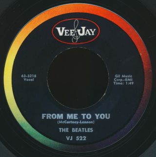 Beatles Very Rare 1963 U.  S.  " From Me To You " Vee Jay 522 Commercial Issue 45