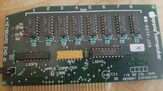 Rare Apple Iie 80 Column Card With 64k Memory Expansion 607 - 0103 - J -