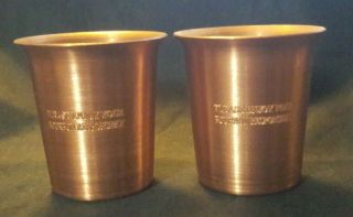 2 RARE Solid Copper Woodford Reserve Distillery Tasting Shot glasses (AB3) 2