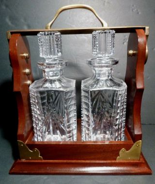 Rare Vintage Waterford Crystal Tantalus Set Of 2 Square Decnaters 9 5/8 "