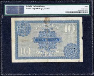 India / British Administration 10 Rupees 1917 PMG 30 VF RARE 2