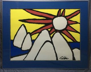 Rare Alexander Calder Lithograph Mountain And Sun Authenticated And Signed Nr