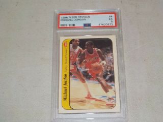 1986 - 87 Fleer Michael Jordan Sticker Rookie Card 8 Graded Psa 5 Ex Rare C59