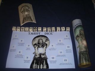 13 Tarot Dice By Tarotocy Inc,  Mat & Guide Book - Vintage,  Rare 2002