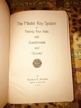 1919 THE MASTER KEY SYSTEM By CHARLES F.  HAANEL Rare 3