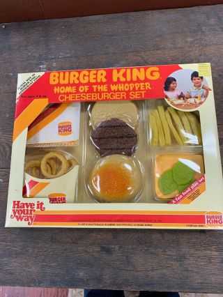 Rare 1987 Burger King Cheeseburger Set Nib - Play Set