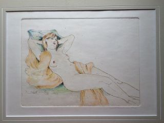 Walt Kuhn Etching Of Reclining Nude - Rare In Color
