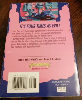 Vintage 90s Goosebumps Monster Blood IV 4 Four By RL Stine Book First Print RARE 2