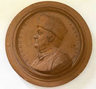 Rare - 1777 Benjamin Franklin Terra - Cotta Medallion In Display Box - Rh