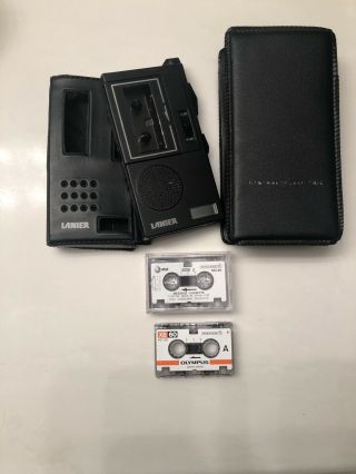 Vintage Lanier P - 134 Micro Cassettes Recorder W/ Leather Case; Rare