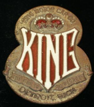 Vintage 1911 - 23 King Motor Car Co.  Radiator Emblem Badge Detroit Michigan Rare