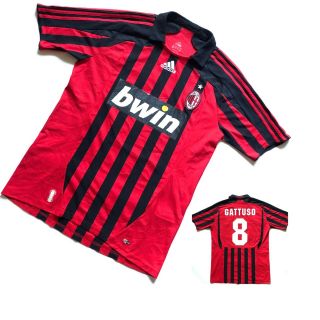 8 Gattuso Rare Ac Milan 2007 - 2008 Adidas Red&black Jersey Soccer Football Sz M