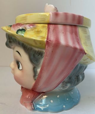 LEFTON COOKIE JAR LITTLE OLD LADY MISS DAINTY RARE.  Chip On Front Of Hat 2