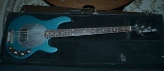 Rare Ernie Ball Music Man Usa Sub Teal Active 4 String Bass Guitar W/case