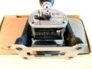 Rare Bates Numbering Machine Standard Movement 8 Wheel Style A Serial F607206 3