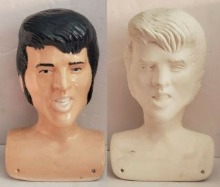 2 Rare Vtg Elvis Presley Doll Head Molds 1 Painted & Glazed 1 Unpainted Vhtf