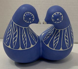Vintage Pablo Zabal Chile Ceramic Pottery Dove Piece Double Birds Rare Blue Zoo