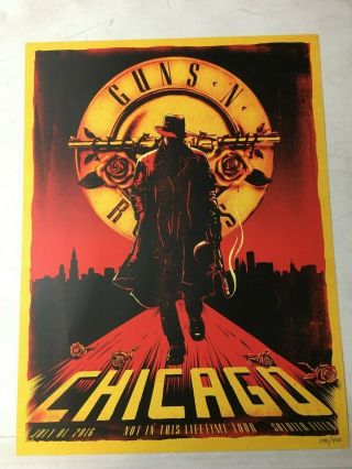 Guns N Roses 2016 Chicago Tour Poster - Numbered 299/400 - Very Rare