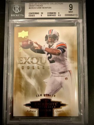 Very Rare Bgs 9 Cam Newton 2010 Exquisite Rc Sp /99 First Rookie Card Made 2011