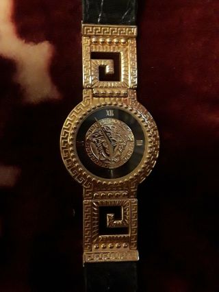 Rare Authentic Vintage Gianni Versace Medusa Gold Plated Watch