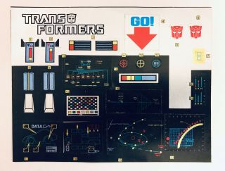 Optimus Prime G1 Vintage Decal Sticker Sheet Transformer