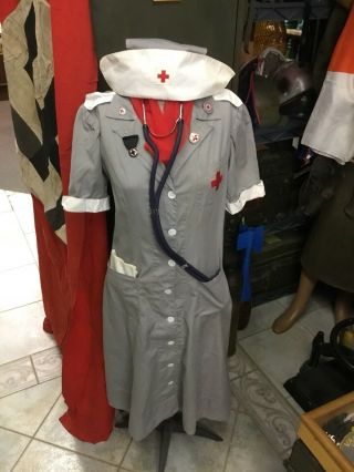 Rare.  Vintage Wwii Red Cross Womans Nurses Uniform Volunteer Aid 1940s