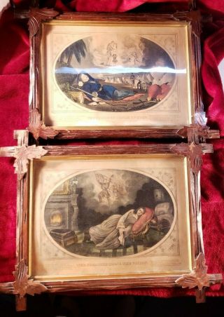 Set 2 Antique Currier & Ives Hand Colored Prints The Soldiers Dream Of Home Rare