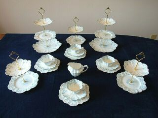 Rare Foley / Wileman Early Shelley 4 Place Teaset With 5 Cake Stands C.  1892