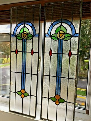Rare Reclaimed Art Deco Stained Glass Window Panels From Brighton Been Stored