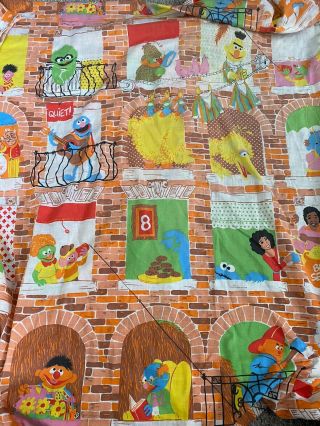 Vintage Rare Sesame Street Muppets Twin Sheet Fitted Apartments Fabric