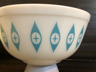 Vintage Pyrex RARE HTF Promo Turquoise Atomic Eyes LARGE Chip Bowl Unmarked 2